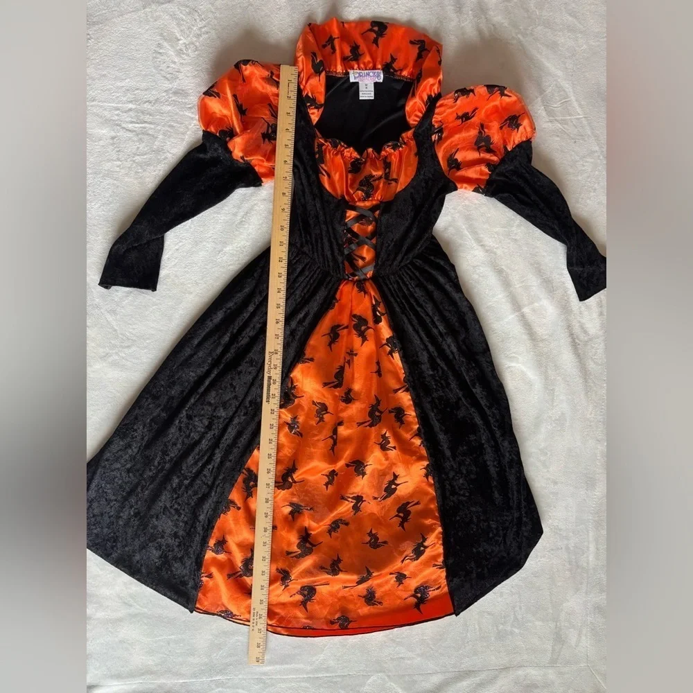 Halloween Princess Paradise Orange Black Witch Costume Size M (8) Vintage
